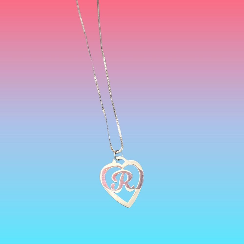 NWOT THE M JEWELERS - R - THE CUTOUT SCRIPT HEART PENDANT NECKLACE in STERLING S